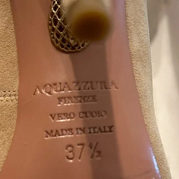 Aquazzura Sexy Thing 105 new, re-soled sz 7.5 NUDE SUEDE - Picture 5 of 9